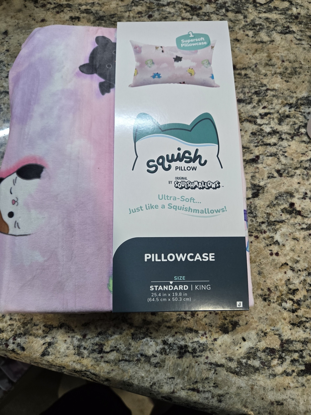 Squish Pillow Kids Pillowcase - Pink Cat Print